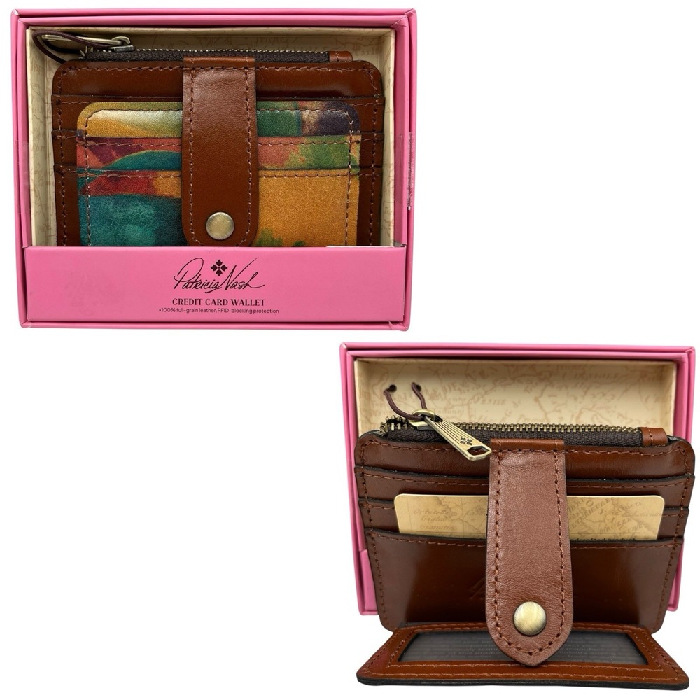 Patricia Nash Leather Cassis Id Credit Card Case Watercolor Butterfly Gift Box